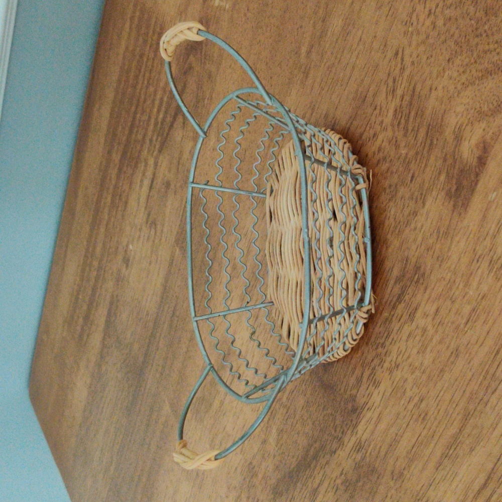 Wire and Rattan Small Accent Basket